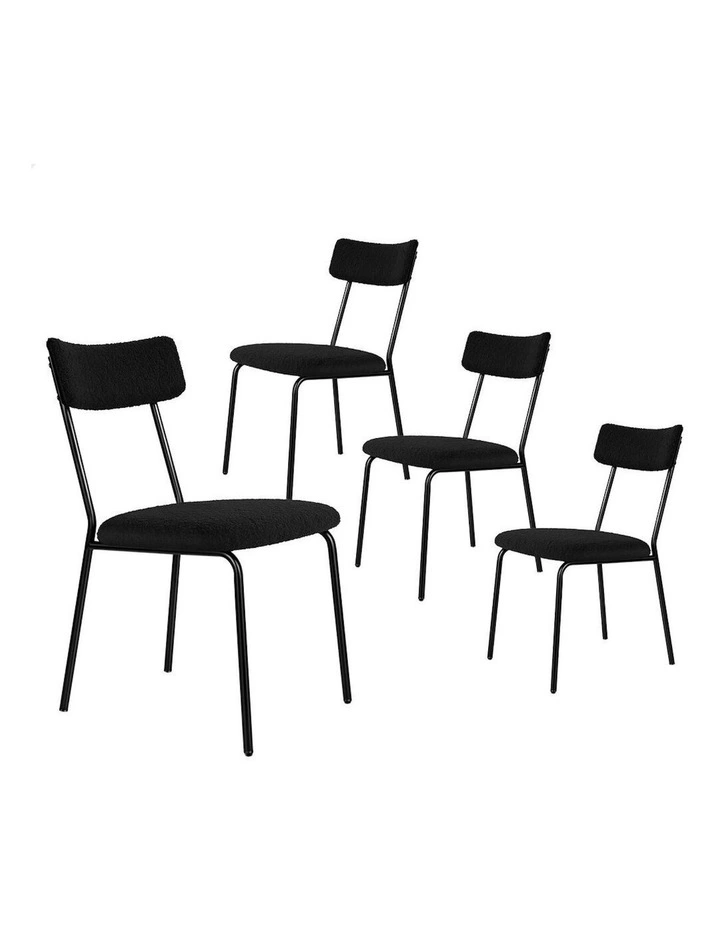 Accent Kitchen Lounge Rectangular Back Sherpa Dining Chairs x4 in Black image 1