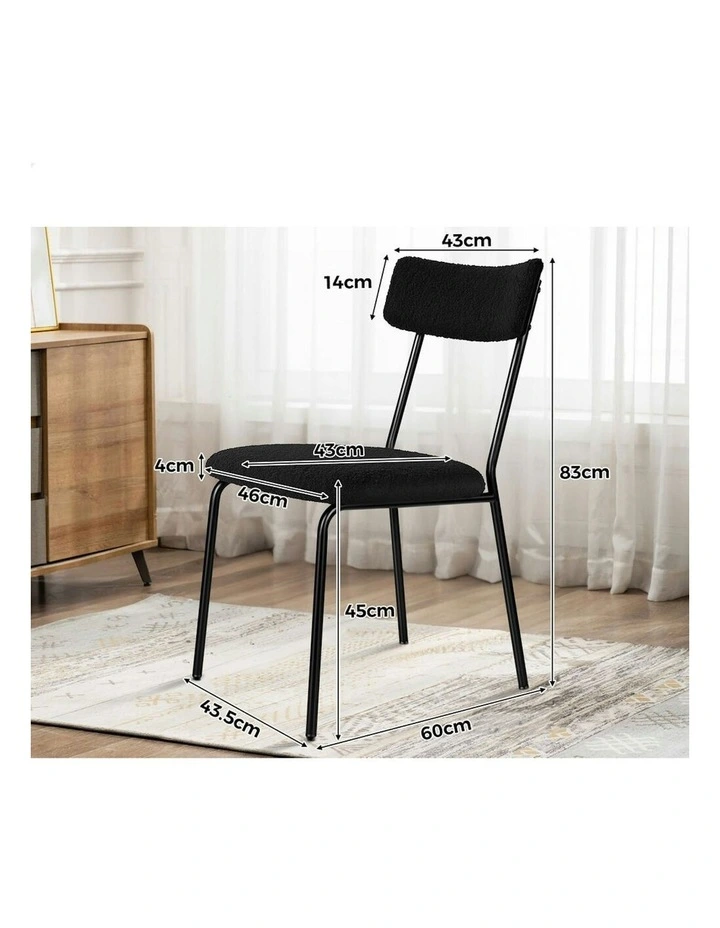 Accent Kitchen Lounge Rectangular Back Sherpa Dining Chairs x4 in Black image 6