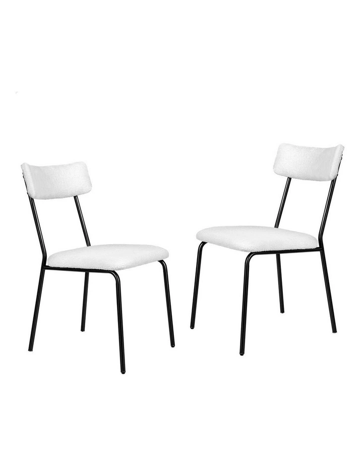Accent Kitchen Lounge Rectangular Back Sherpa Dining Chairs x2 in White image 1