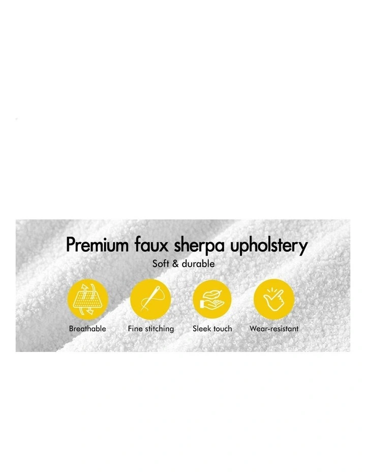 Accent Kitchen Lounge Rectangular Back Sherpa 4x Dining Chairs in White image 5