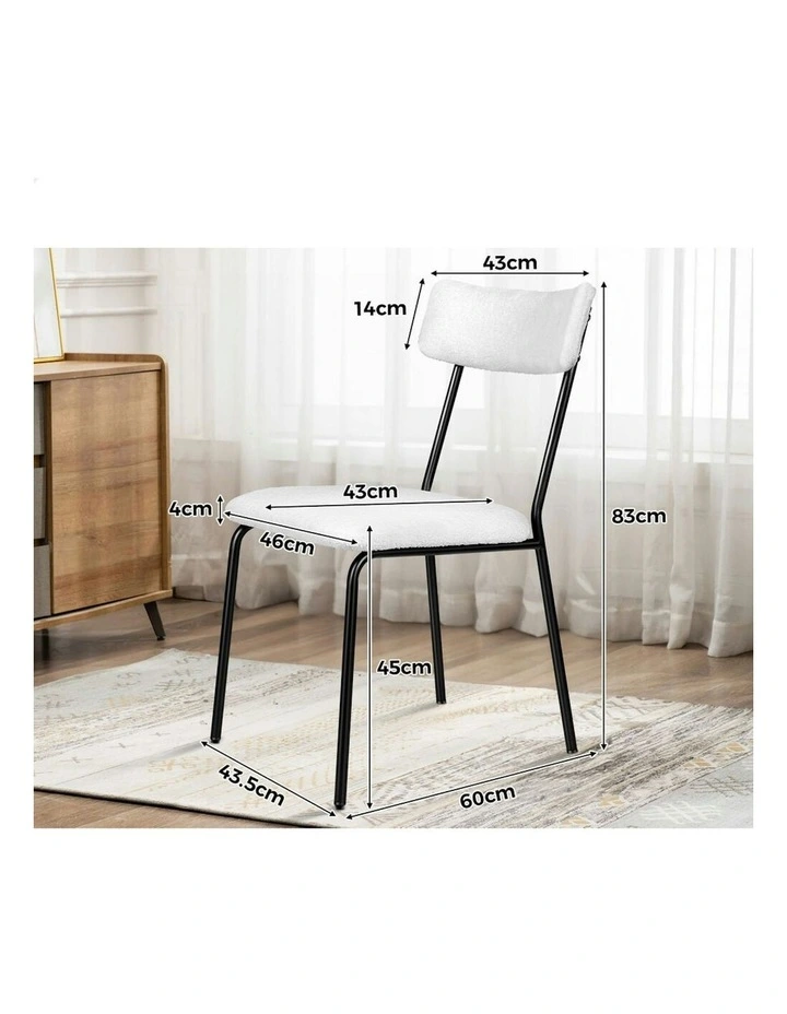 Accent Kitchen Lounge Rectangular Back Sherpa 4x Dining Chairs in White image 6