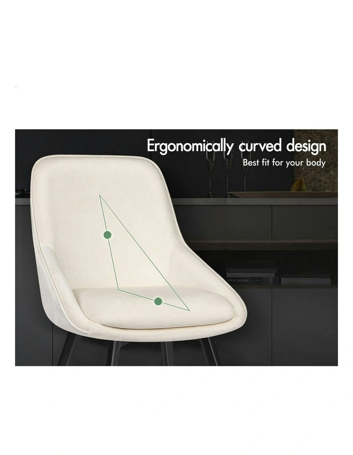 Accent Kitchen Swivel Lounge Padded Seat Velvet 2x Dining Chairs in Beige image 5