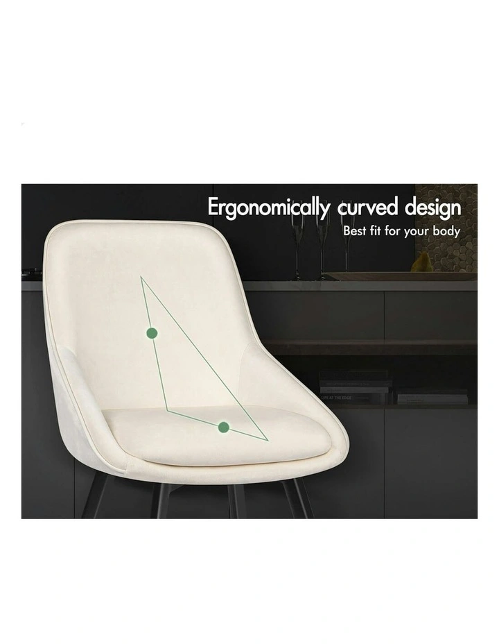 Accent Kitchen Swivel Lounge Padded Seat Velvet 4x Dining Chairs in Beige image 5