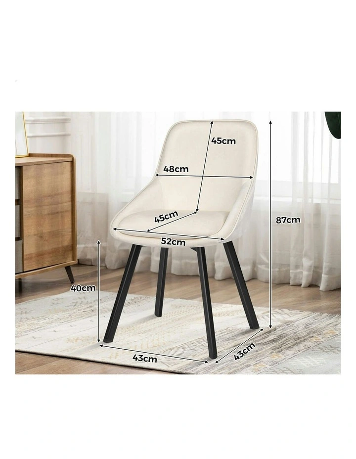 Accent Kitchen Swivel Lounge Padded Seat Velvet 4x Dining Chairs in Beige image 6