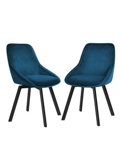 Swivel Velvet Dining Chairs x2 in Blue