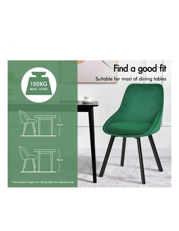 Swivel  Velvet 2x Dining Chairs in Green image 3