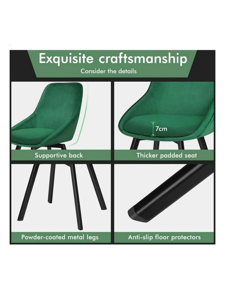 Swivel  Velvet 2x Dining Chairs in Green image 6