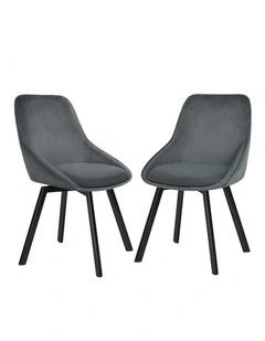 Swivel Velvet 2x Dining Chairs in Grey