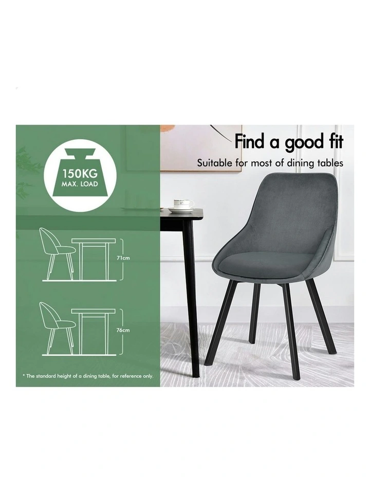 Swivel Velvet 2x Dining Chairs in Grey image 3