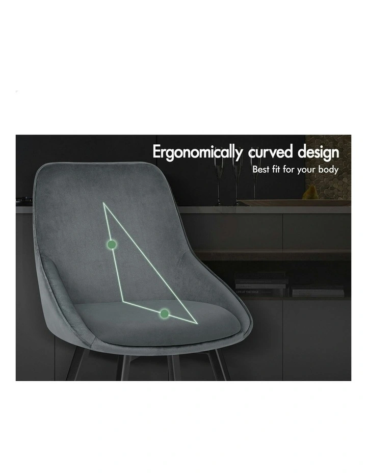 Swivel Velvet 2x Dining Chairs in Grey image 5