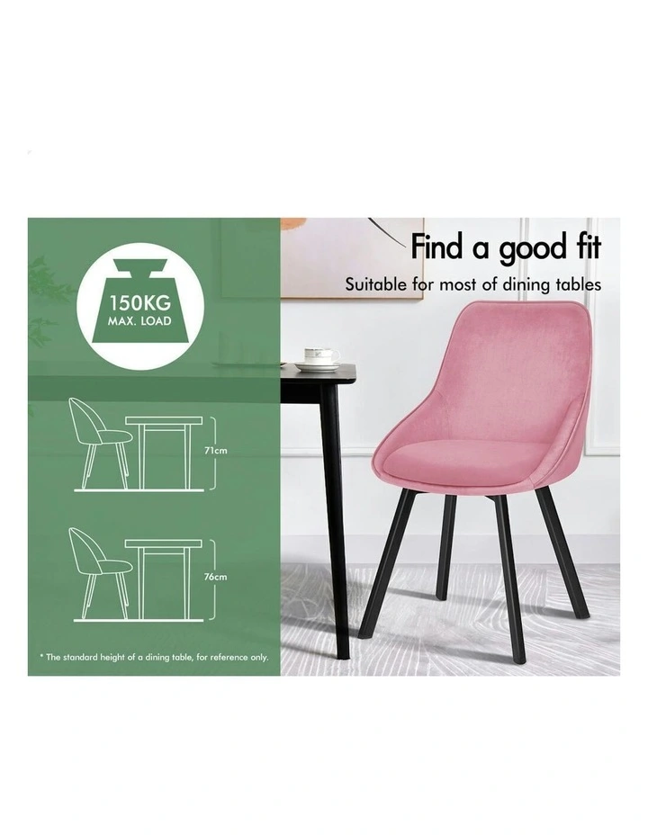 Accent Kitchen Swivel Lounge Padded Seat Velvet Dining Chairs x4 in Pink image 3