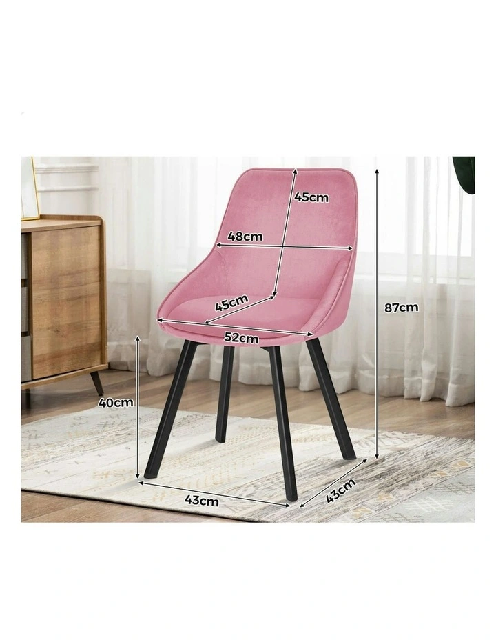 Accent Kitchen Swivel Lounge Padded Seat Velvet Dining Chairs x4 in Pink image 6