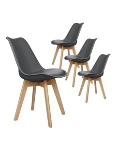Retro PU Leather Wooden Dining Chairs 4x in Grey