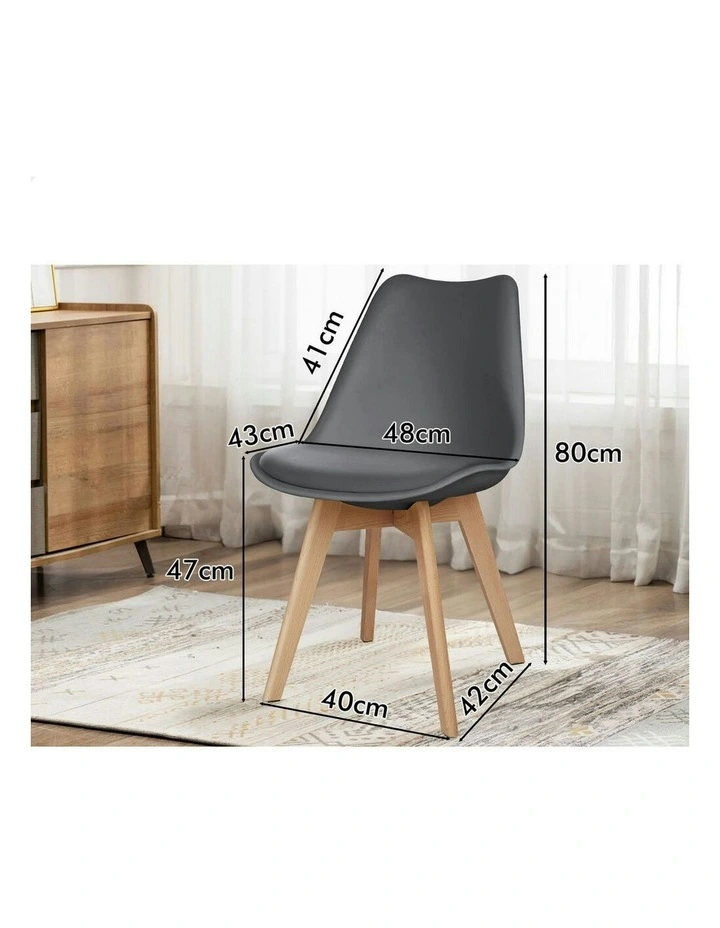 Retro PU Leather Wooden Dining Chairs 4x in Grey image 5