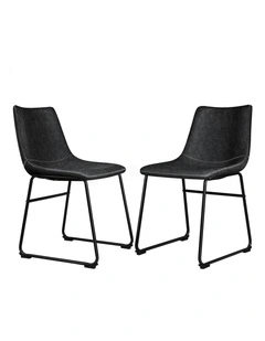 PU Leather Dining Chairs x2 in Black
