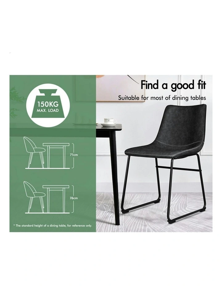 PU Leather Dining Chairs x2 in Black image 3