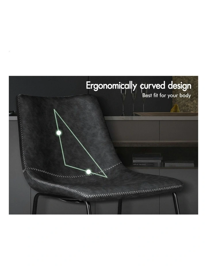 PU Leather Dining Chairs x2 in Black image 4