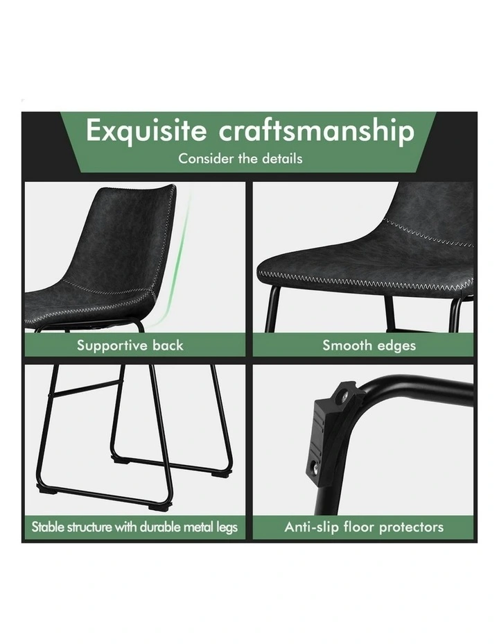 PU Leather Dining Chairs x2 in Black image 5