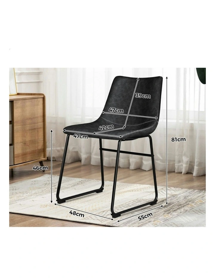 PU Leather Dining Chairs x2 in Black image 6