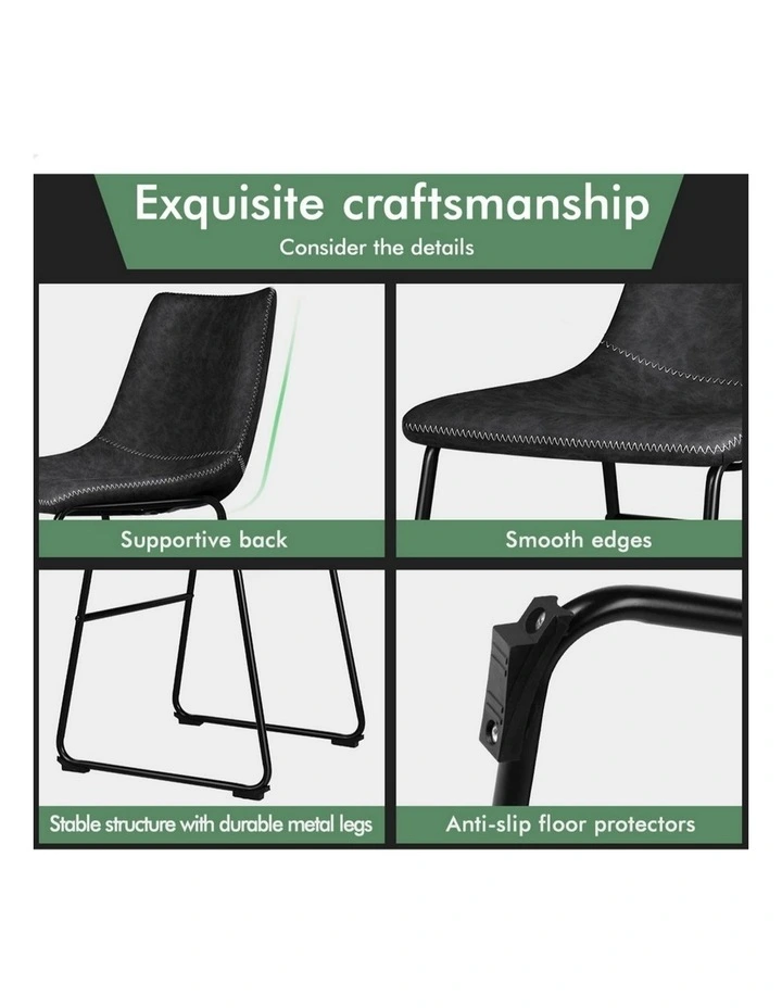 PU Leather Dining Chairs x2 in Black image 7