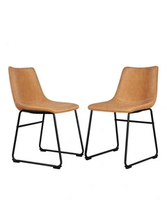 PU Leather Dining Chairs x2 in Brown