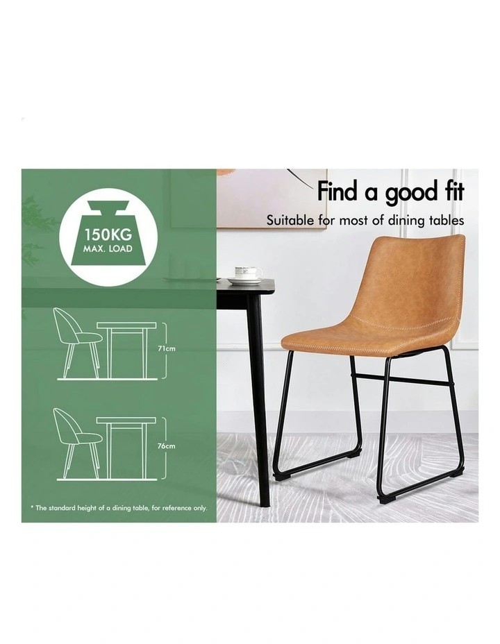 PU Leather Dining Chairs x2 in Brown image 3