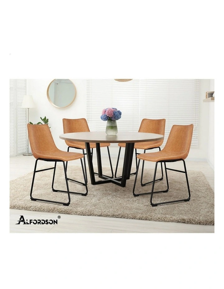 PU Leather Dining Chairs x2 in Brown image 5