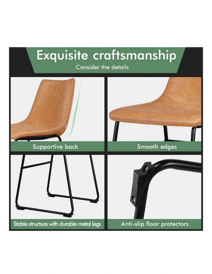 PU Leather Dining Chairs x2 in Brown image 7