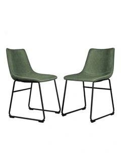 PU Leather Dining Chairs x2 in Green