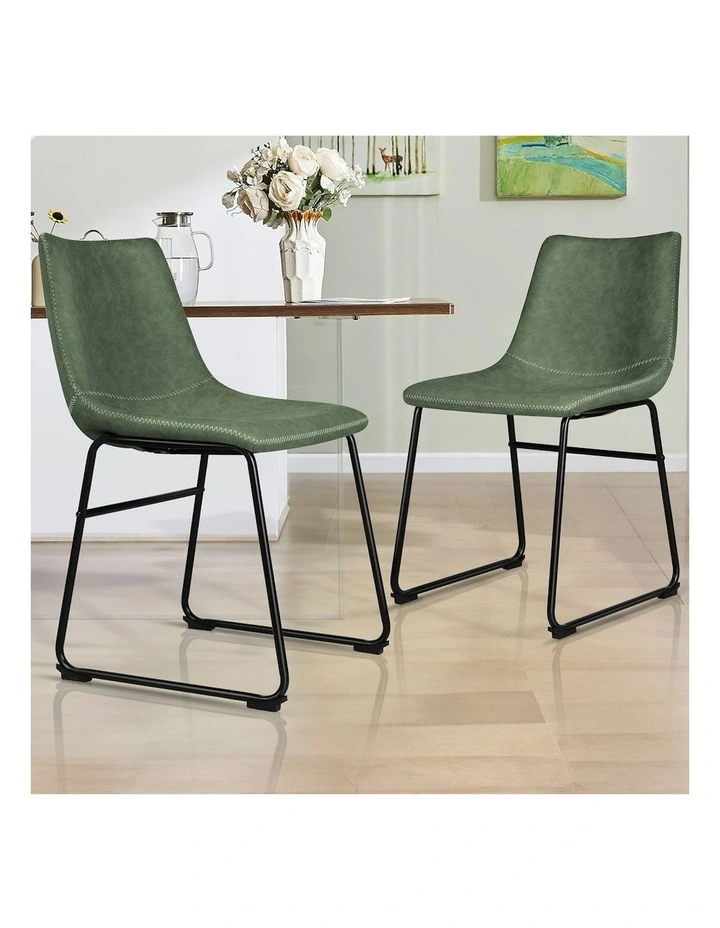 PU Leather Dining Chairs x2 in Green image 2