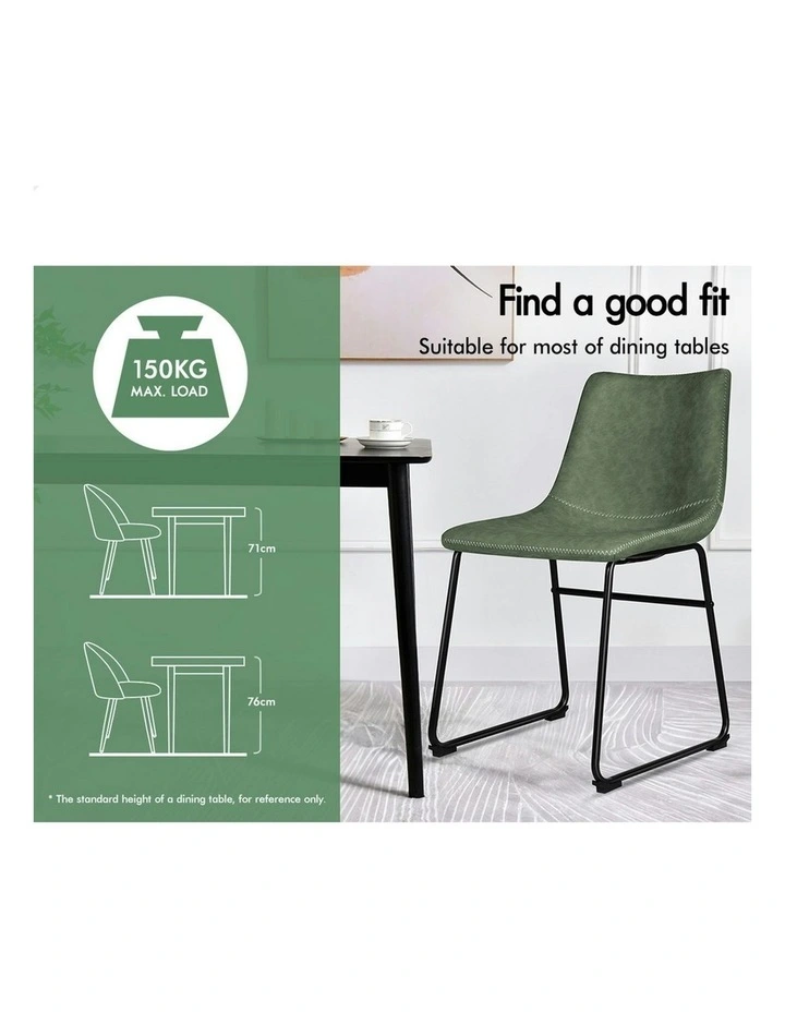 PU Leather Dining Chairs x2 in Green image 3