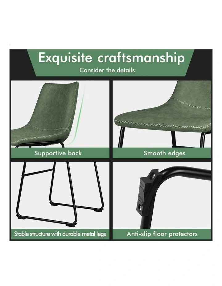 PU Leather Dining Chairs x2 in Green image 5