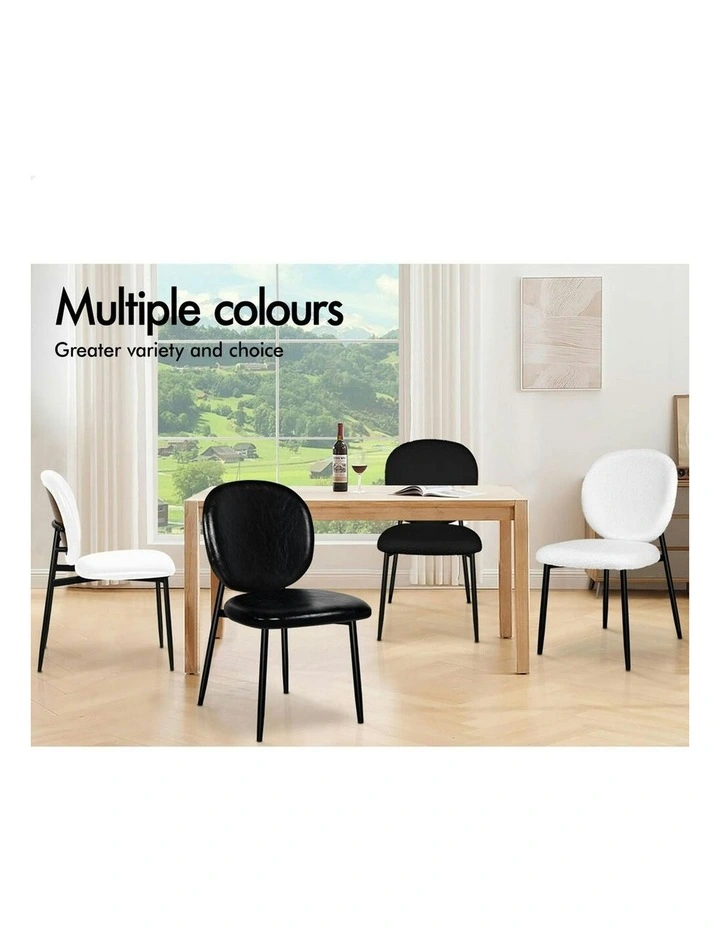 Accent Kitchen Lounge Curved Back Wooden Leather Dining Chairs x2 in Black image 7