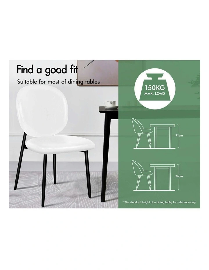 Accent Kitchen Lounge Curved Back Wooden Leather Dining Chairs x4 in White image 4