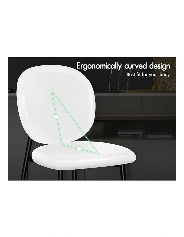 Accent Kitchen Lounge Curved Back Wooden Leather Dining Chairs x4 in White image 5