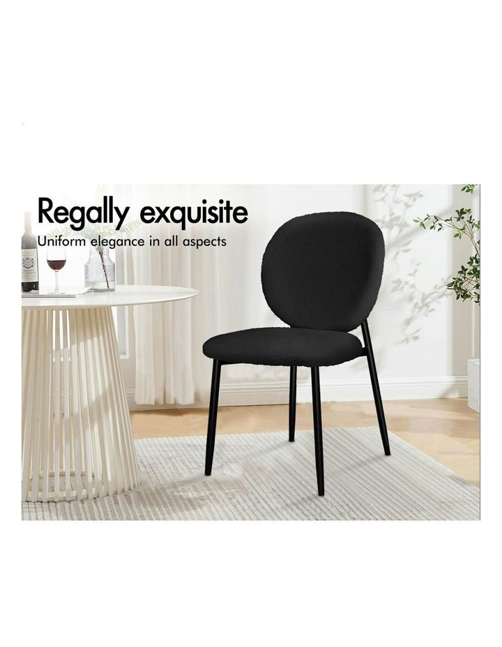 Cafe Kitchen Lounge Curved Wooden Back Sherpa Dining Chairs x4 in Black image 3
