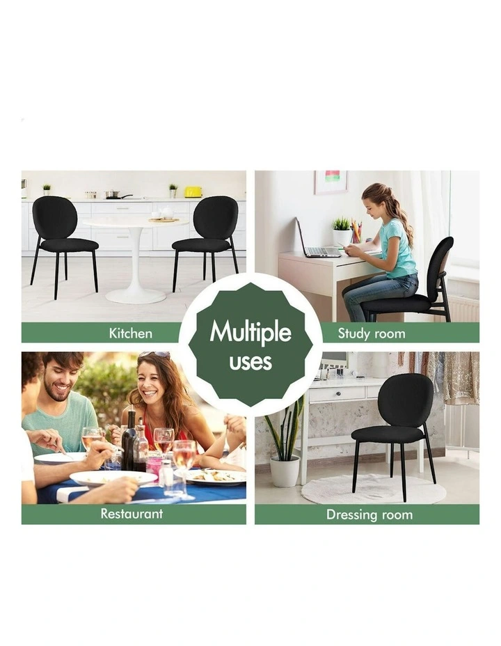 Cafe Kitchen Lounge Curved Wooden Back Sherpa Dining Chairs x4 in Black image 6