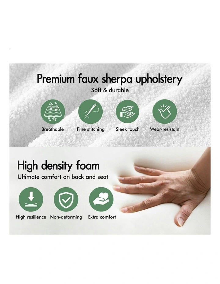 Cafe Kitchen Lounge Curved Wooden Back Sherpa Dining Chairs x2 in White image 7