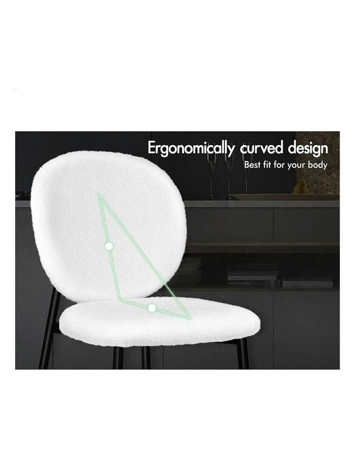 Cafe Kitchen Lounge Curved Wooden Back Sherpa Dining Chairs x4 in White image 5