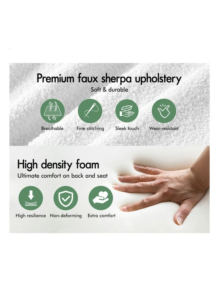 Cafe Kitchen Lounge Curved Wooden Back Sherpa Dining Chairs x4 in White image 7