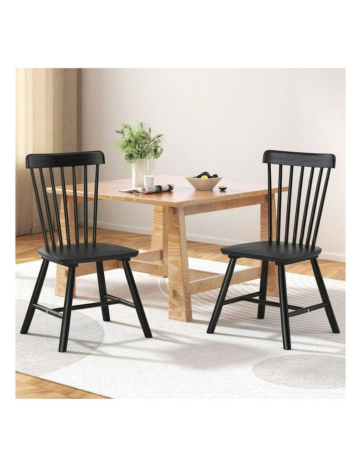 Retro Walnut Modern Seat Dining Chairs x2 in Black image 2