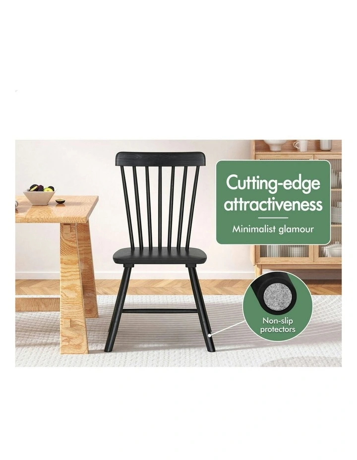 Retro Walnut Modern Seat Dining Chairs x2 in Black image 3