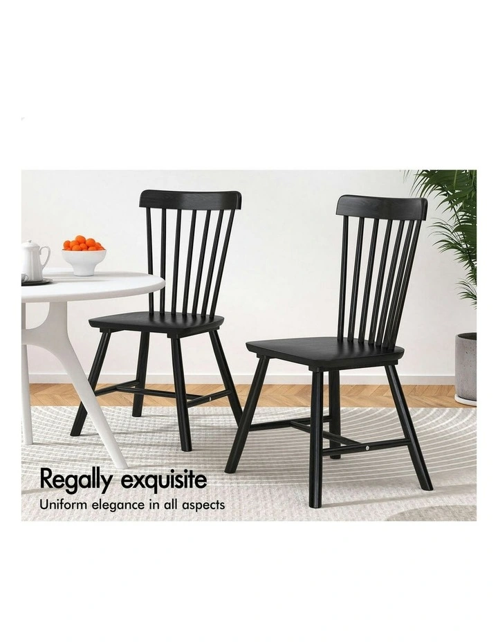 Retro Walnut Modern Seat Dining Chairs x2 in Black image 4