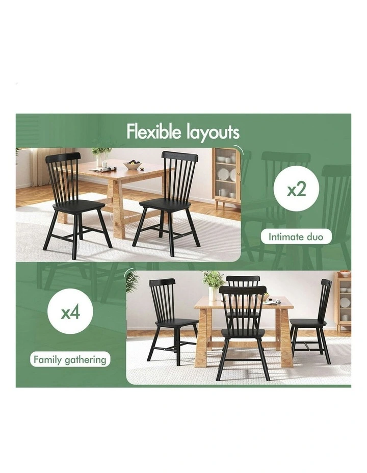 Retro Walnut Modern Seat Dining Chairs x2 in Black image 6