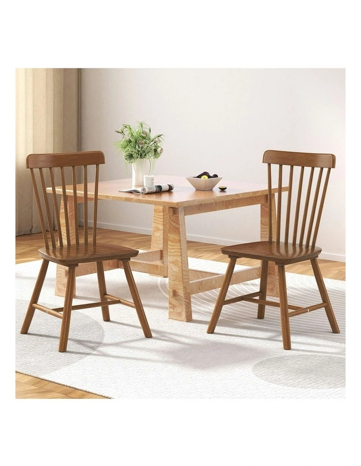 Retro Walnut Modern Seat 2x Dining Chairs in Dark Oak image 2