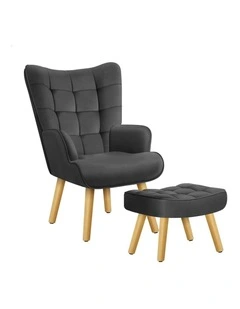 Wooden Armchair Accent Chair in Dark Grey