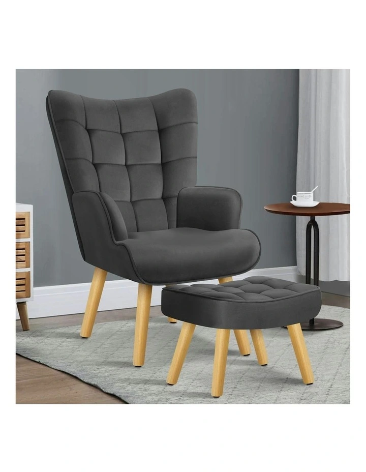 Wooden Armchair Accent Chair in Dark Grey image 2