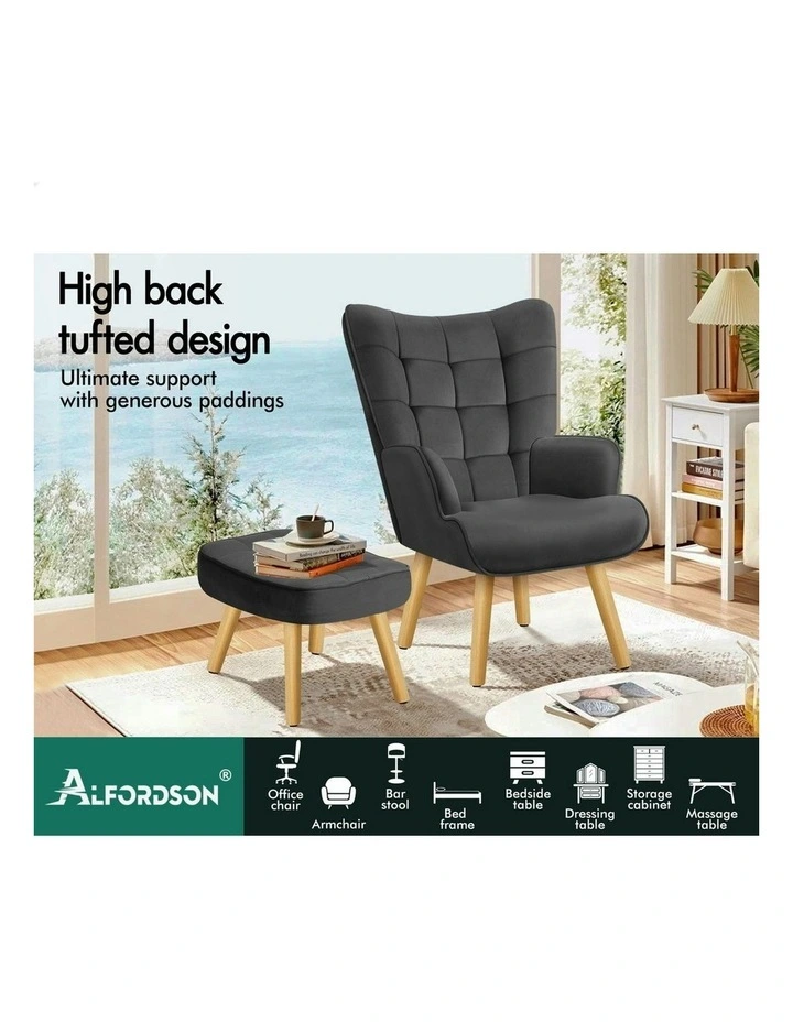 Wooden Armchair Accent Chair in Dark Grey image 3