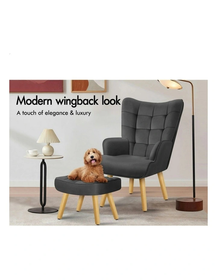 Wooden Armchair Accent Chair in Dark Grey image 4