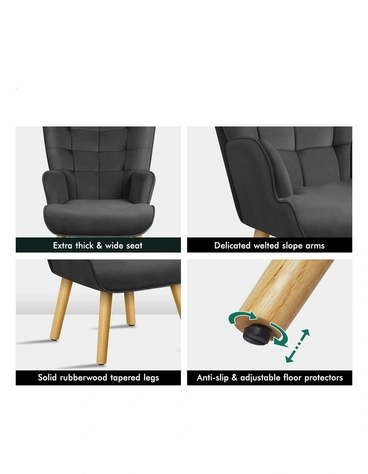 Wooden Armchair Accent Chair in Dark Grey image 5